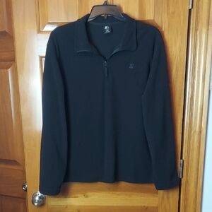 • Starter Stylish Dark Black Quarter-Zip Texured Fleece Shirt, Size XL, Like New